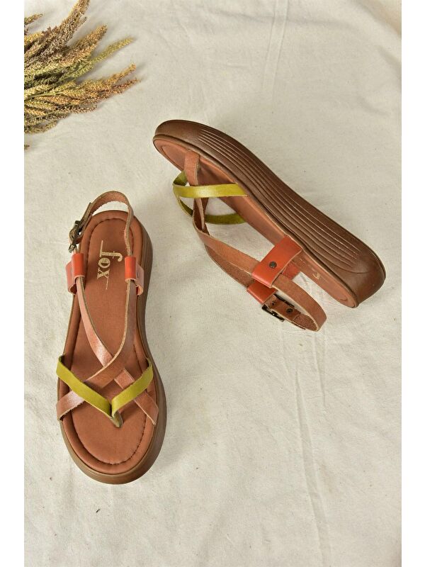 Multi Hakiki Deri Parmak Arası Kadın Sandalet M291050703 - Görsel 5