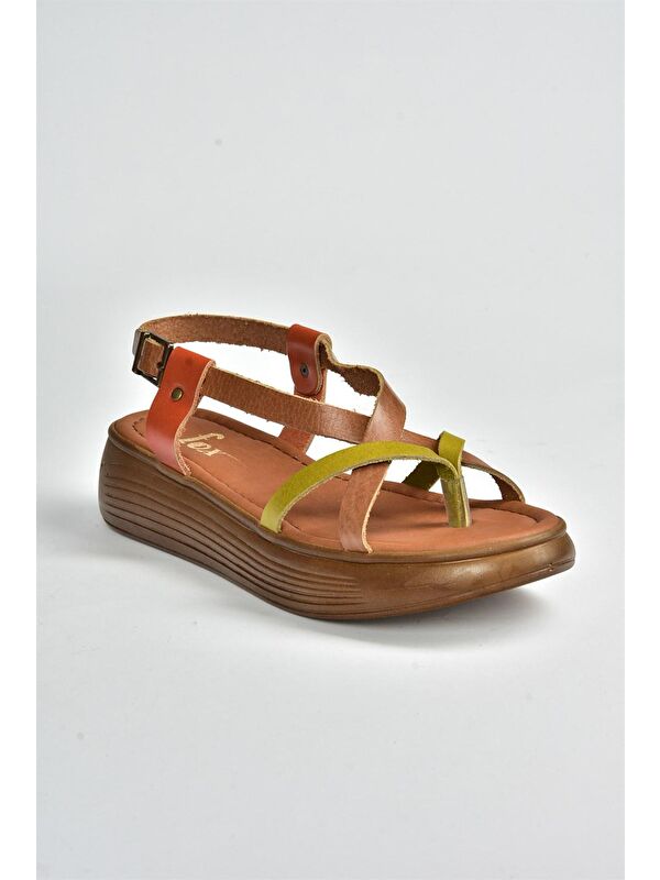 Multi Hakiki Deri Parmak Arası Kadın Sandalet M291050703 - Görsel 6