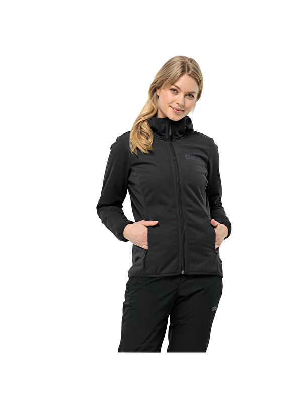 Jack Wolfskin Windhain Hoody Kadın Siyah Softshell