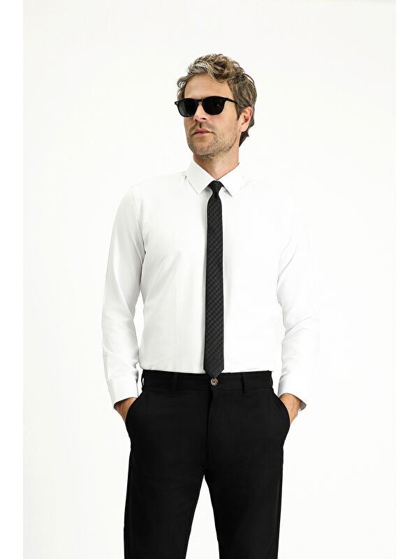 Kiğılı Uzun Kol Slim Fit Klasik Yaka Oxford Pamuklu Kolay Ütülenebilir Büyük Beden Gömlek