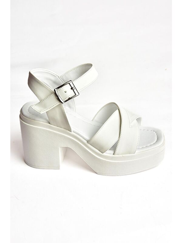 S9960230 Beyaz Kadın Sandalet - Görsel 2