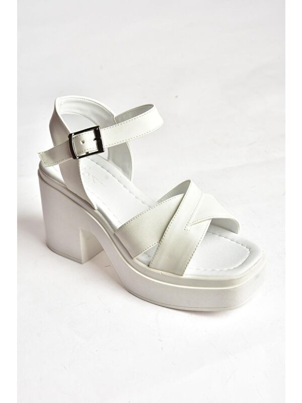 S9960230 Beyaz Kadın Sandalet - Görsel 3