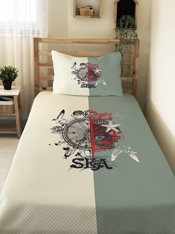 Evmila Pusula Desenli Çocuk Pike Takımı - 160x220 Cm Pike 50x70 Cm Yastık Kılıfı