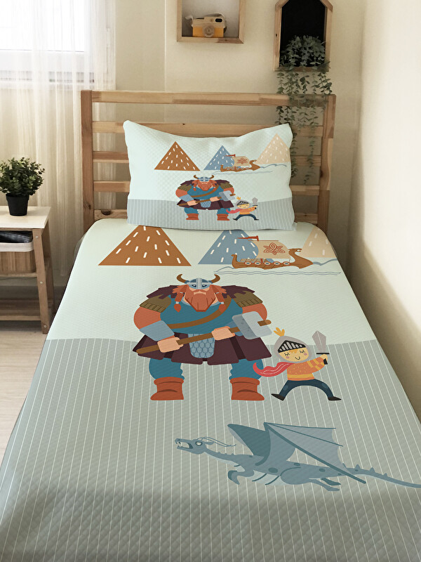 Evmila Baskılı Desenli Çocuk Pike Takımı - 160x220 Cm Pike 50x70 Cm Yastık Kılıfı