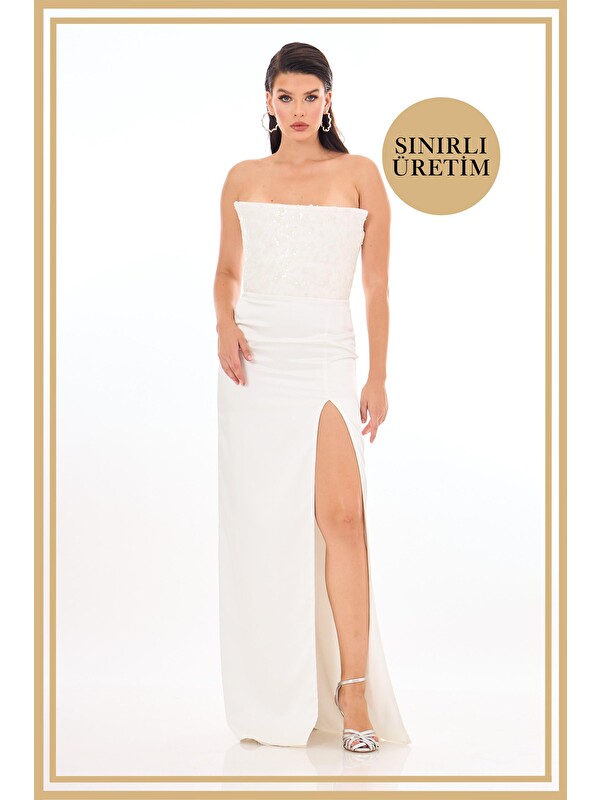 CARMEN Limited Edition | Lady Beyaz Uzun Elbise