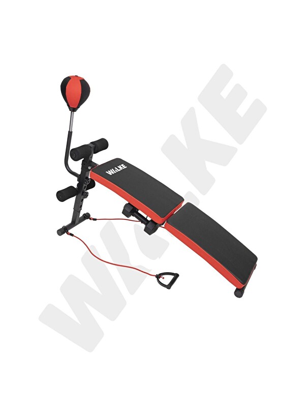 WALKE Bench Fitness Ağırlık Sehpası - Katlanabilir Mekik Aleti ve Boks Topu - Tüm Vücut Egzersiz Ale