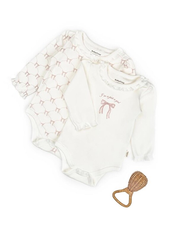 BabyCosy Organic  Bebek 2li Uzun Kollu Zıbın Body %100 Organik Pamuk , Bebek - Yenidoğan- csy8140