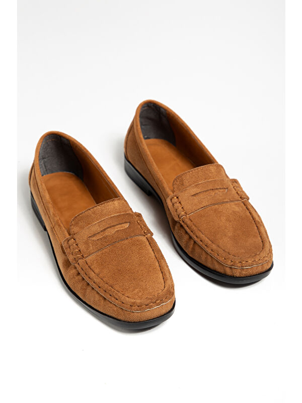 TONNY BLACK Kadın Taba Termo Kaymaz Taban Loafer Oxford Kadın Ayakkabı
