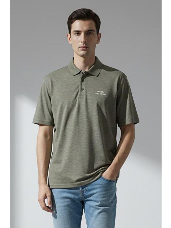 Sabri Özel Giotelli Haki Slim Fit %100 Pamuk Polo Yaka Erkek Tişört
