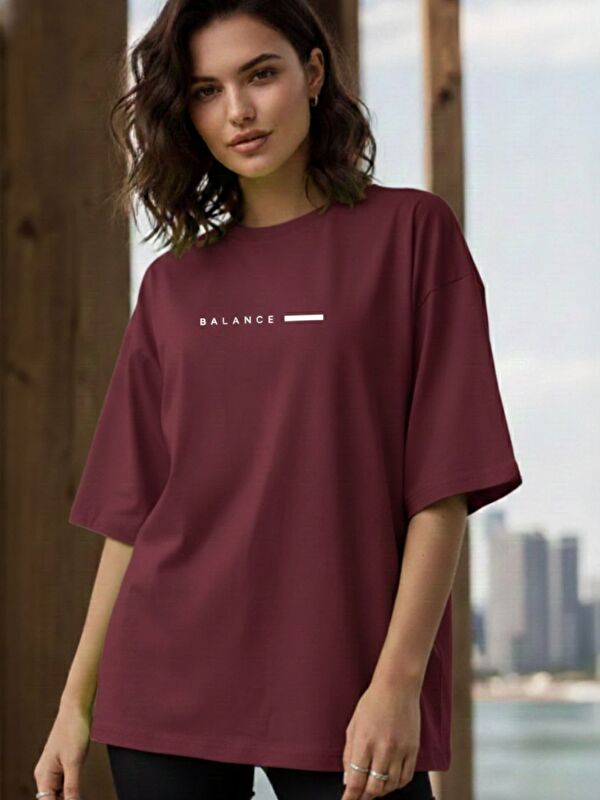 Trendseninle Unisex Bordo Balance Baskılı Tişört