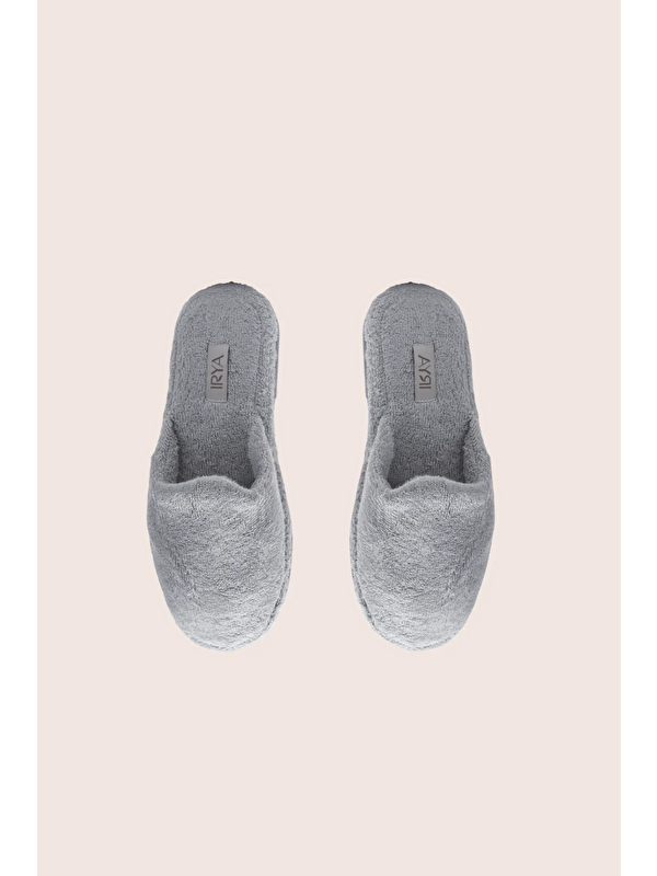 İrya Sedef Bambu Unisex Kalın Tabanlı Havlu Terlik Gri
