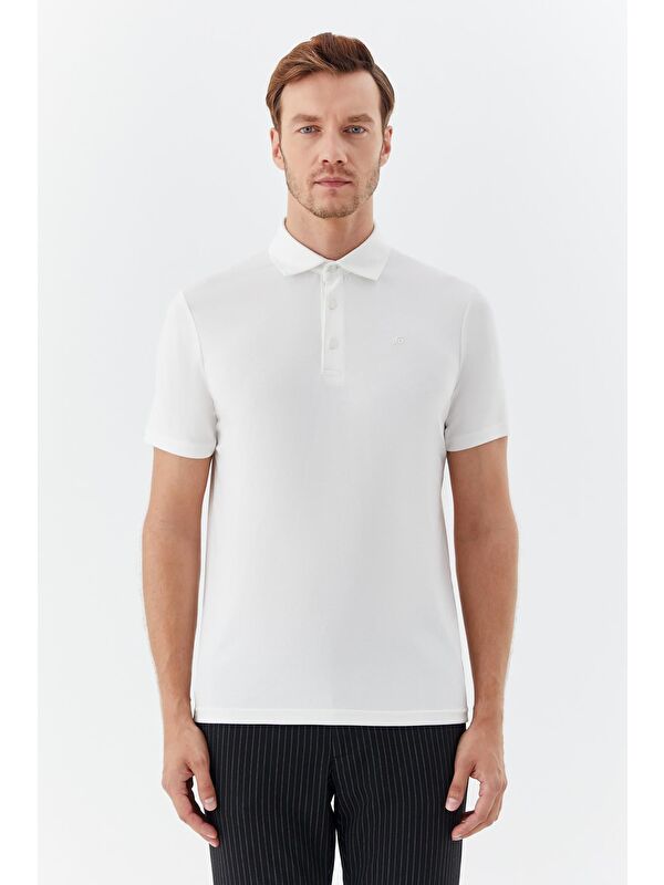 Sabri Özel Ekru Standart Fit Polo Yaka Erkek T-Shirt