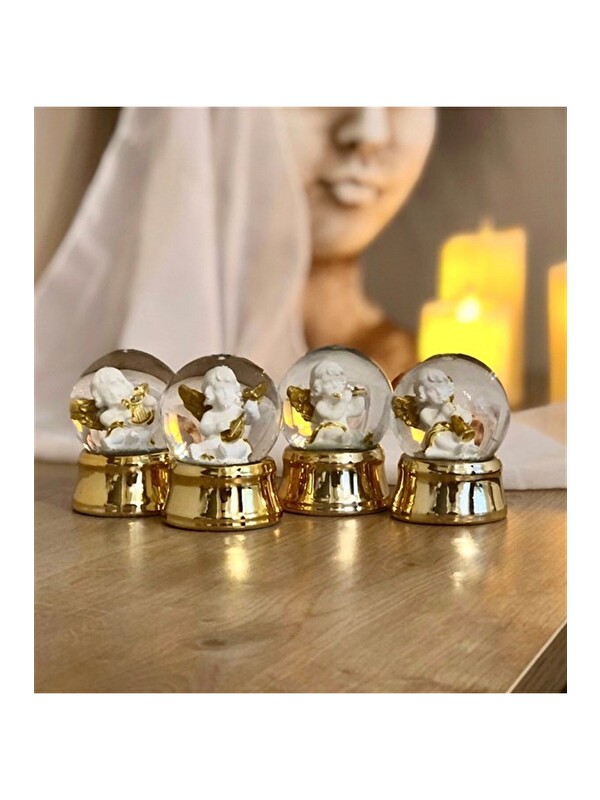 Bam Hediyelik Eşya Gold Mutlu Yıllar Çerçeve Altınyaldızlı Melek Kar Küresi Yılbaşı Hediye Seti