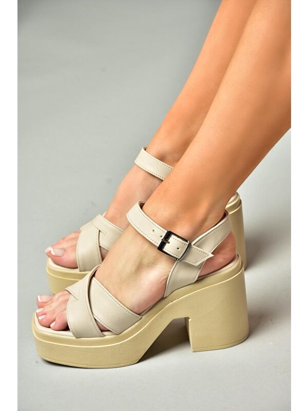 S9960230 Bej Kadın Sandalet - Görsel 5