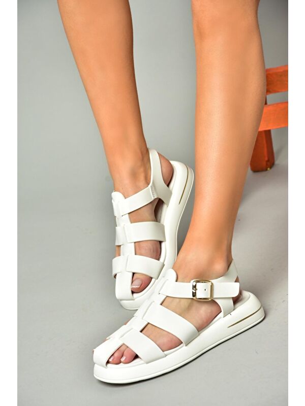 S5181060 Beyaz Kadın Sandalet - Görsel 4
