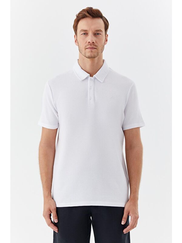 Sabri Özel Ekru Düğmeli Polo Yaka Regular Fit Erkek T-Shirt