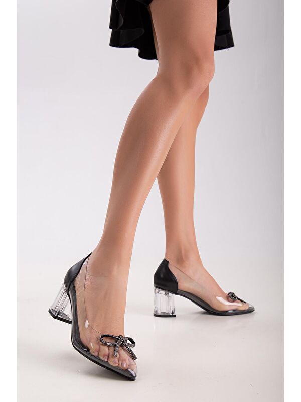 D494 Günlük Ortopedik Kadın Şeffaf Klasik Topuklu Ayakkabı - Görsel 3