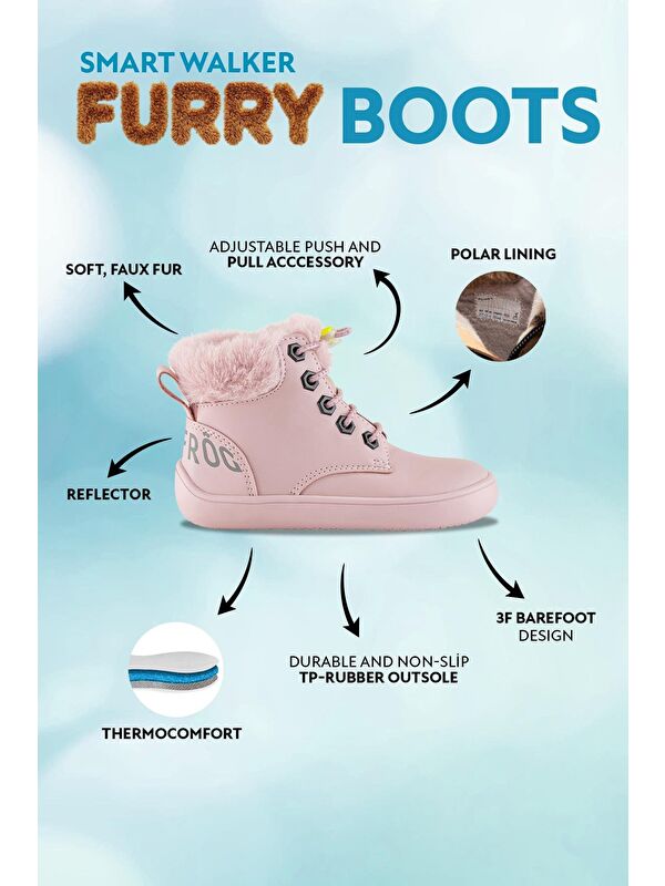 Hopfrög Pembe Hopfrög Furry Nubuk Boots Barefoot Çocuk Botu