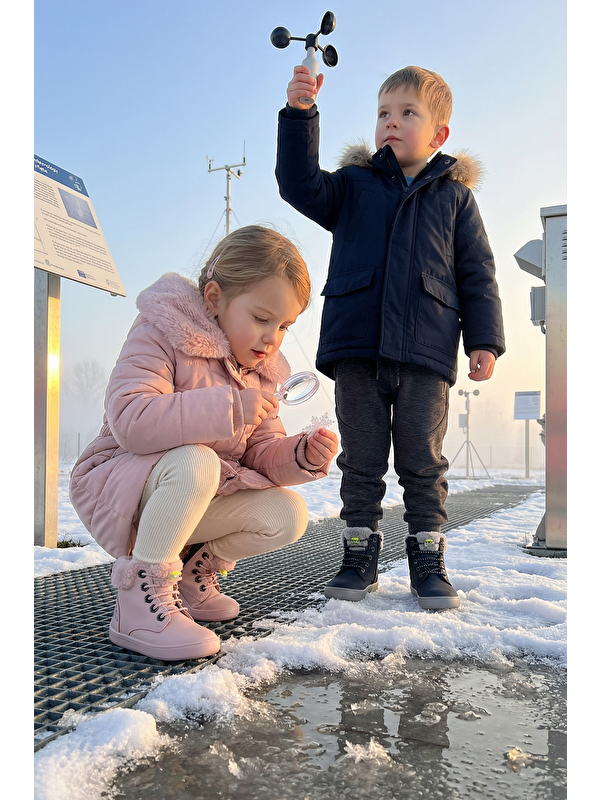 Hopfrög Pembe Hopfrög Furry Nubuk Boots Barefoot Çocuk Botu