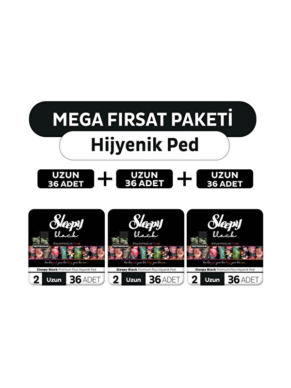 Sleepy Black Premium Plus Hijyenik Ped Mega Fırsat Paketi Uzun 108 Adet