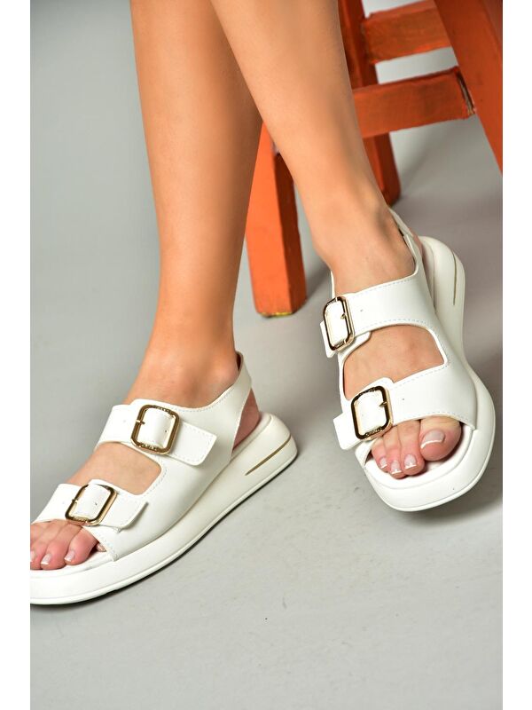 S5181083 Beyaz Kadın Sandalet - Görsel 5