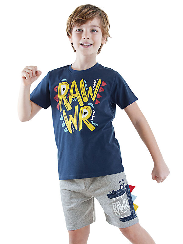 Denokids Rawr Erkek Çocuk T-shirt Şort Takım