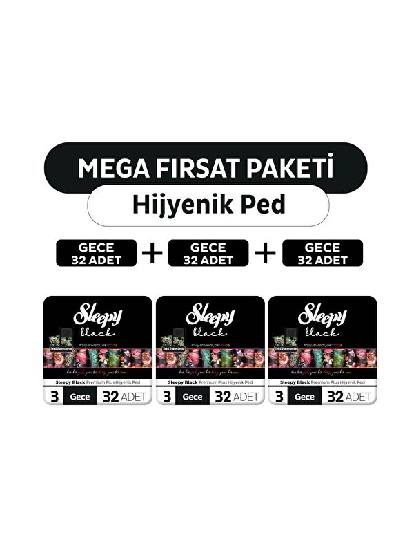 Sleepy Black Premium Plus Hijyenik Ped Mega Fırsat Paketi Gece 96 Adet