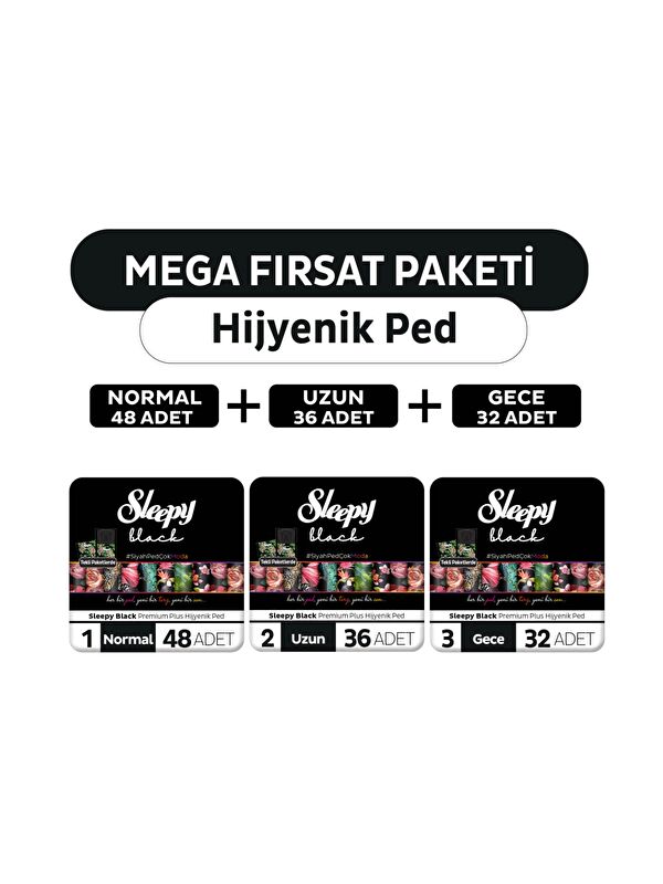 Sleepy Black Premium Plus Hijyenik Ped Mega Fırsat Paketi 116 Adet