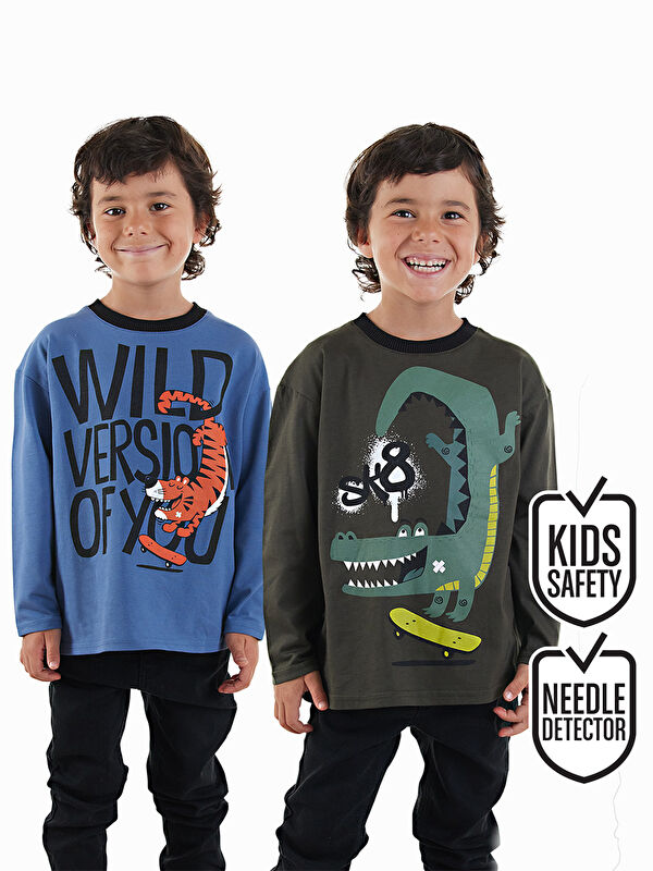 Denokids Skate Erkek Çocuk 2'li Paket T-shirt