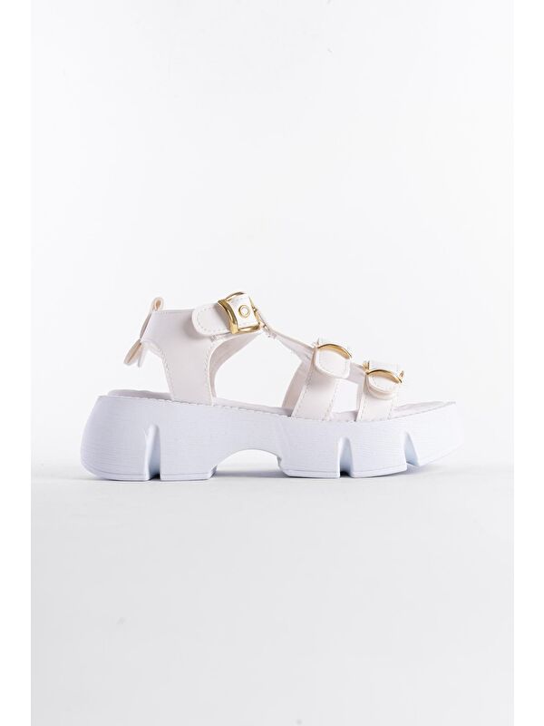 Kalın Tabanlı Bilekten Bantlı Konfor Tabanlı Kadın Sandalet - Görsel 3