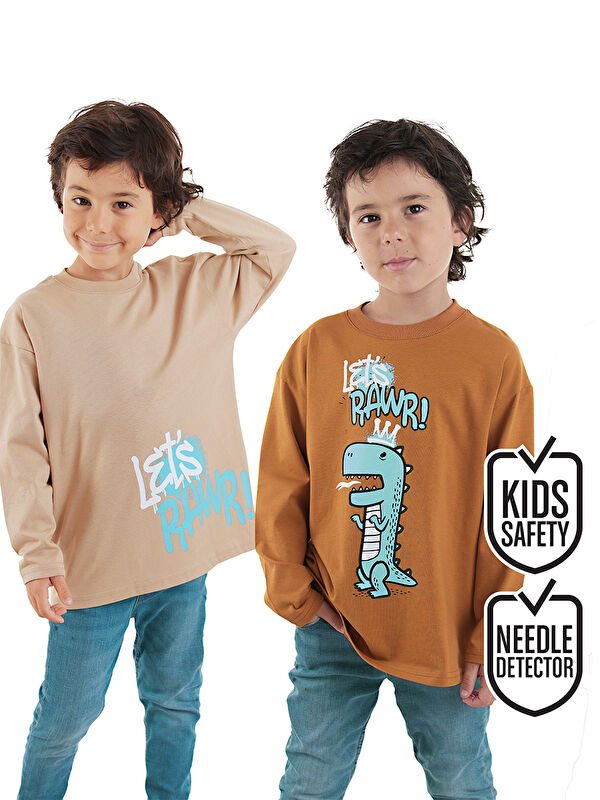 Denokids Let's Rawr Erkek Çocuk 2'li Paket T-shirt