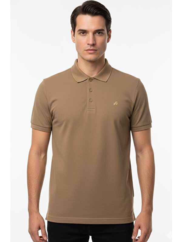 Sabri Özel Cappuccino Regular Fit %100 Pamuklu Polo Yaka Tişört