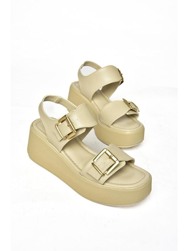 S5905504 Bej Kadın Sandalet - Görsel 4