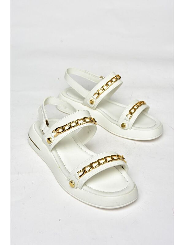 S5181056 Beyaz Kadın Sandalet - Görsel 4