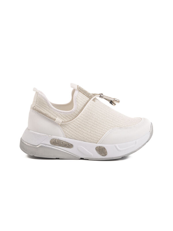 Beyaz Anorak Taş İşlemeli Kadın Casual Ayakkabı 702498 Z - Görsel 2
