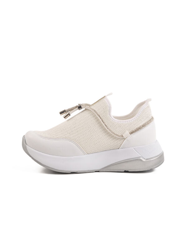 Beyaz Anorak Taş İşlemeli Kadın Casual Ayakkabı 702498 Z - Görsel 3