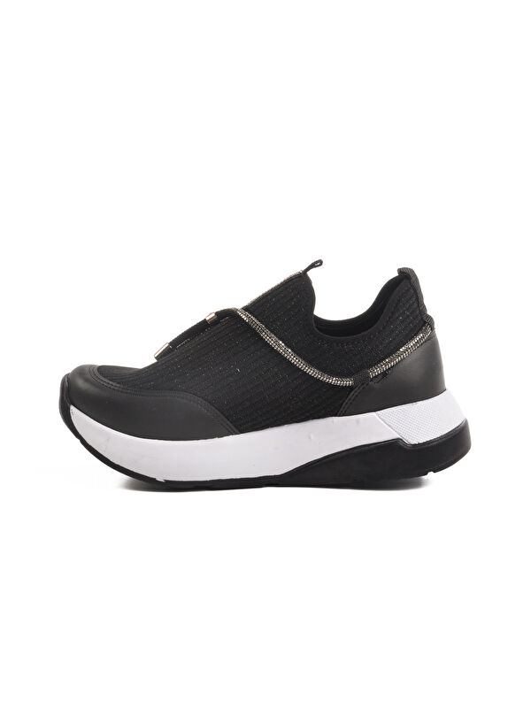 Siyah Beyaz Anorak Taş İşlemeli Kadın Casual Ayakkabı 702498 Z - Görsel 3
