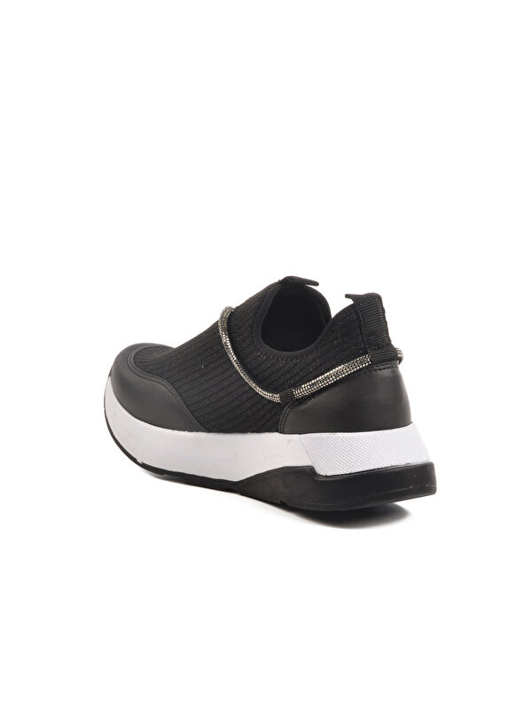 Siyah Beyaz Anorak Taş İşlemeli Kadın Casual Ayakkabı 702498 Z - Görsel 5