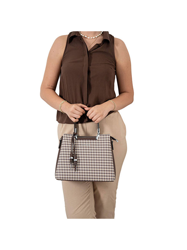 Silver Polo Kadın Omuz Çantası 969-47368 SILVER POLO BAYAN ÇANTASI M191 KAHVE SARI-MAT KAHVE
