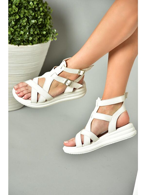 S3149121 Beyaz Kadın Sandalet - Görsel 5