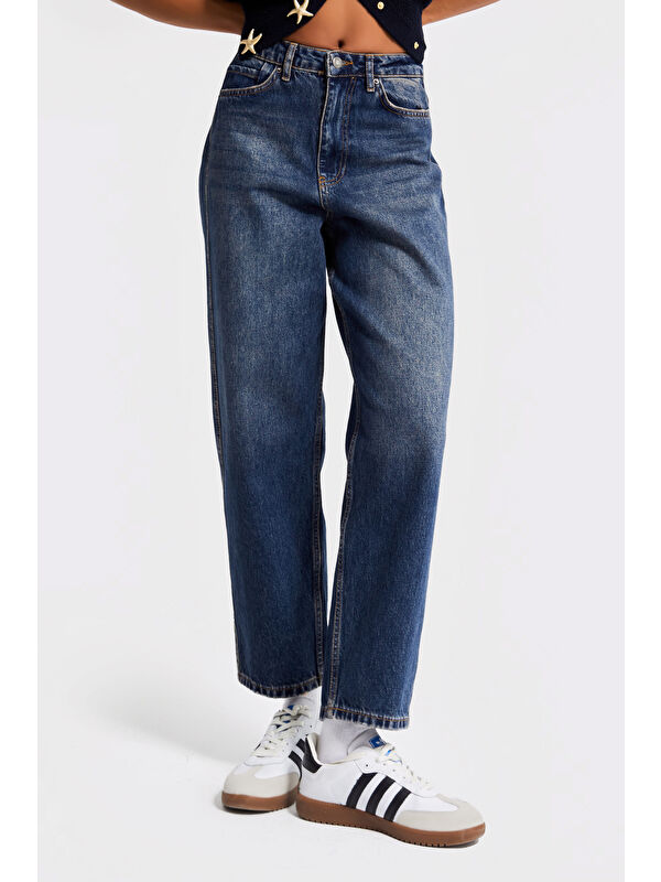 It's Basic Mavi Kadın T.Kot Rengi 2W5-8 Relax Fit %100 Pamuk  69cm Denim Jean - S000422293-17234