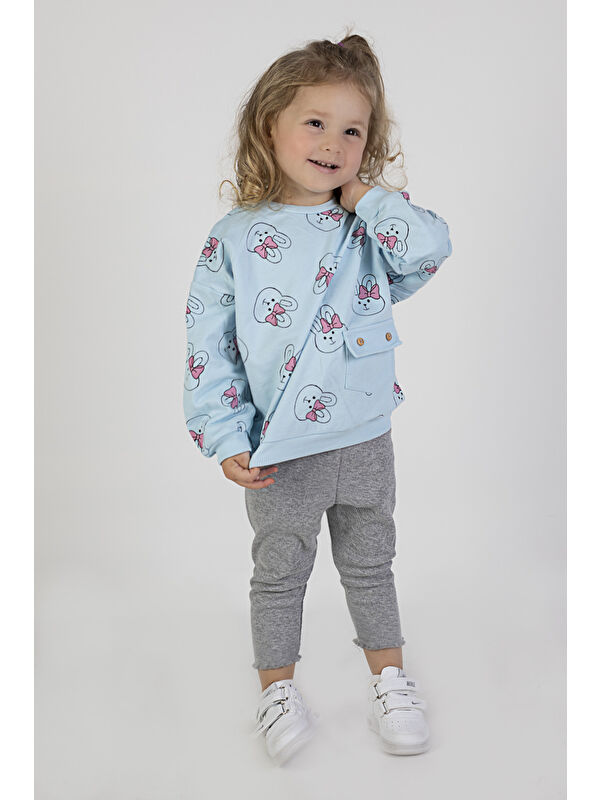 Harika Kids Kız Bebek&Çocuk İki İplik Kumaş Orta Kalınlıkta Örme Basic Oversize Alt Üst Eşofman Takımı
