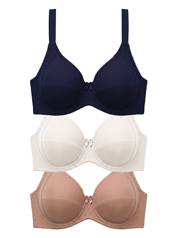 Cottonhill Bra - Novia | Büyük Beden Micro Balenli Minimizer Ayarlanabilir Askılı Kadın Sütyen 3'Lü Paket