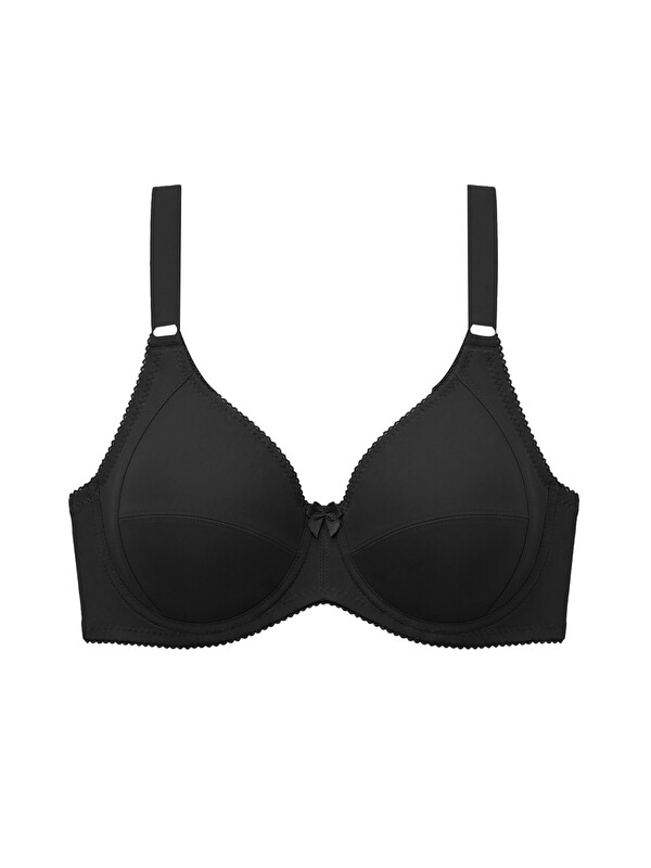Cottonhill Bra - Novia | Siyah Büyük Beden Micro Balenli Minimizer Ayarlanabilir Askılı Kadın Sütyen