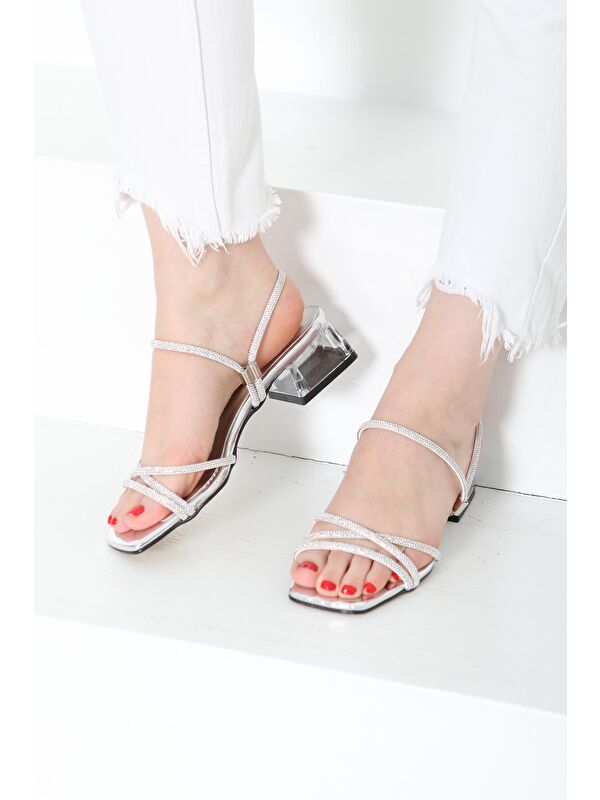 Kadın Gri Çapraz Detaylı Terlik - 27150 - Görsel 5