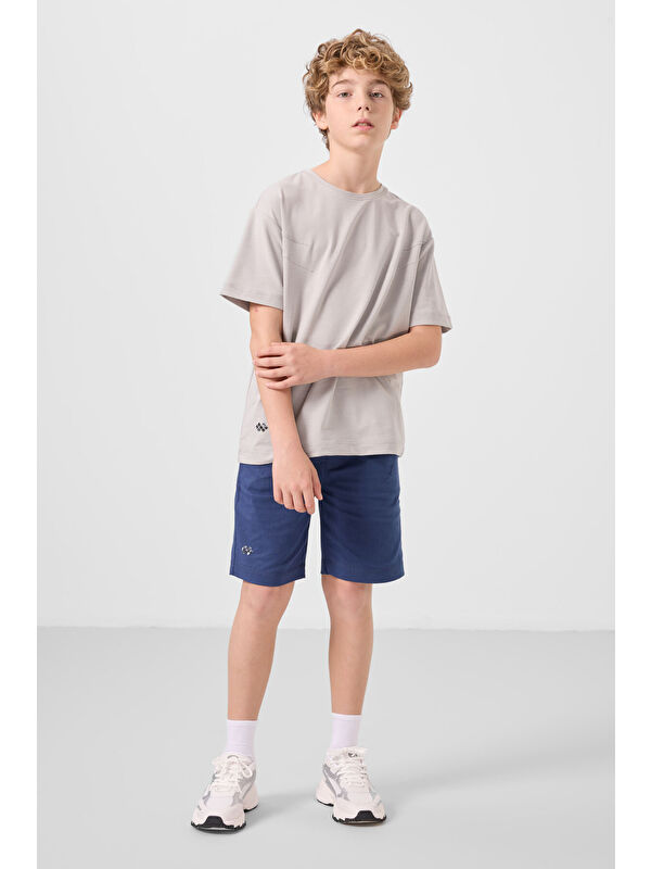 Tommylife Taş-Parlament Pamuklu Oversize Fit Dokuma Hafif Esnek Chino Erkek Çocuk Şort Takım - 11277