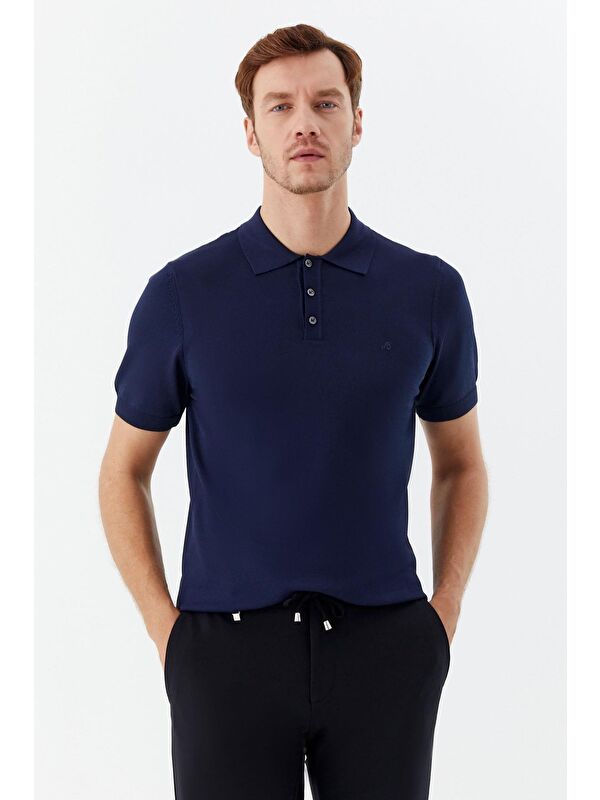 Sabri Özel Erkek Lacivert Regular Fit Triko Polo Yaka T-Shirt – Kısa Kollu