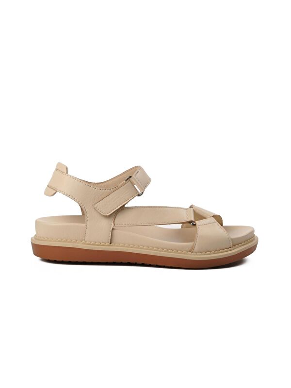 Bej İçi Dışı Hakiki Deri Kadın Sandalet 202064Y - Görsel 3