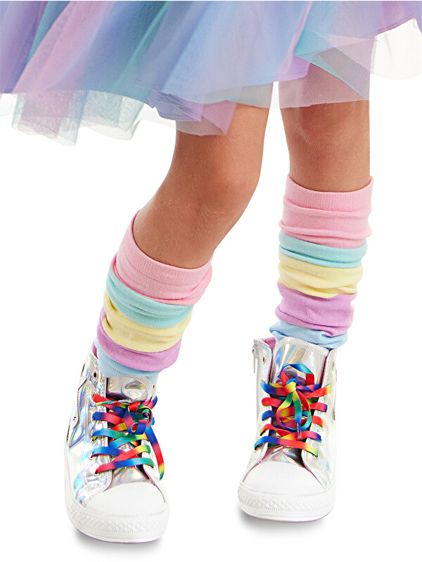 Denokids Pembe Mavi Çizgili Kız Çocuk Tozluk