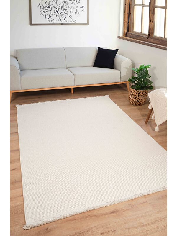 Konfor Halı Loopy 5552 Krem Yumuşak Dokulu Bukle Modern Salon Mutfak Koridor Halısı Makine Halısı-80x150